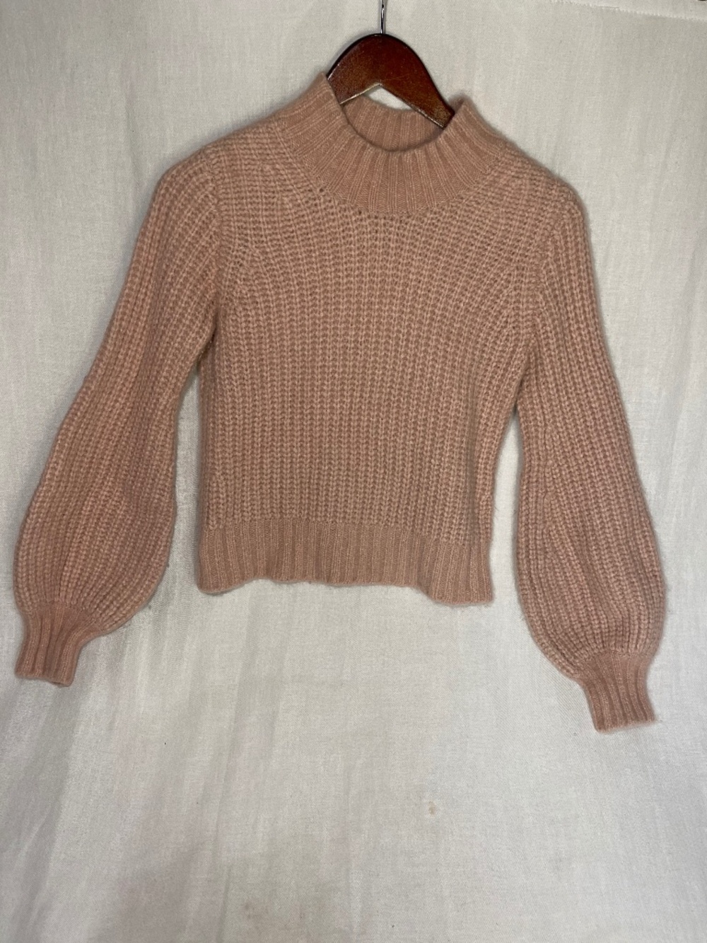 Doen Cashmere Alpaca  Blush Pink Chunky Knit Mock Neck Sweater